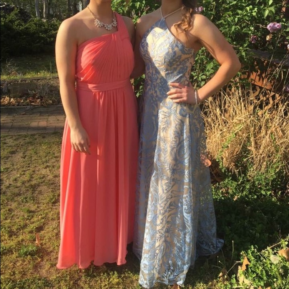Light Blue halter neck Prom dress
